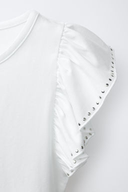BODY VOLANTE Y TACHAS CON MODAL / Blanco - Zara фото 4
