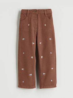 Beli Lastikli ?i?ekli K?z ?ocuk Pantolon