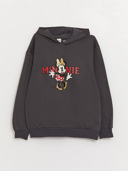Minnie Mouse Bask?l? Uzun Kollu K?z ?ocuk Hoodie