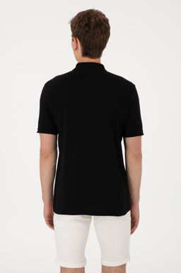 Erkek Regular Fit Polo Yaka Siyah Basic Ti__rt