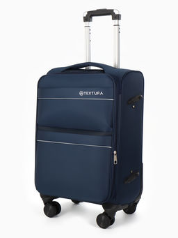 Чемодан 20",Текст,36*25*58,отд на молнии,2 нар/карм, увелич,код замок,4 колеса, синий