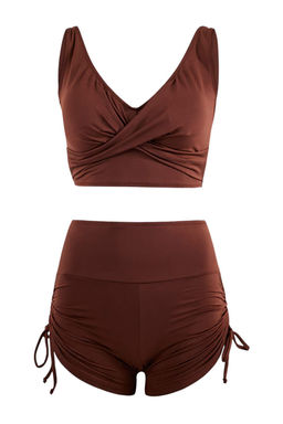 Kahverengi T_nelli Bralette Kapl_ Ba_lama Detayl_ _ort Bikini Tak_m_ TBESS26BT00007