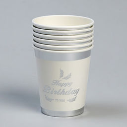 Цена за 2 шт. Стакан бумажный одноразовый «С днём рождения», в наборе 6 штук, серебряный