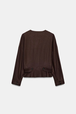 CHAQUETA CRUZADA CON LINO / Marr?n chocolate - Zara фото 5