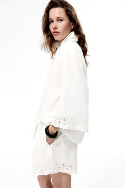 Pantal?n corto de algod?n con bordado ingl?s - H&m фото 4