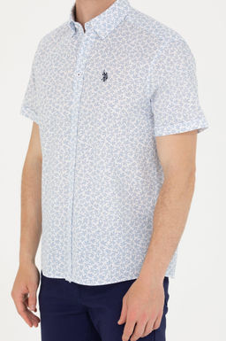 Рубашка U.S. Polo Assn с коротким рукавом синяя из хлопка фото 20
