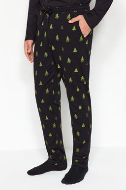 TRENDYOL MAN Erkek Siyah Regular Fit Orme %100 Pamuk Pijama Tak?m? TMNAW24PT00021 - Trendyolmilla фото 5