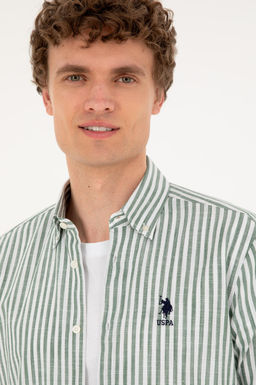 U. S. Polo Assn / Мужская рубашка цвета хаки с длинным рукавом - U.s. polo assn фото 9