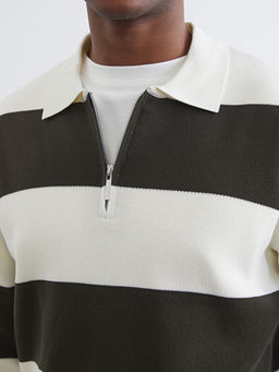 Polo Yaka ?izgili Erkek Triko Kazak