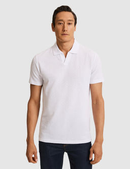 Beyaz Slim Fit Saf Pamuk Apa_ Yaka T-shirt