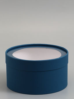 Подарочная коробка, морской, завальцованная с окном, 21 х 11 см