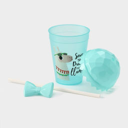 Цена за 12 шт. Стакан пластиковый с крышкой и трубочкой Доляна Приключения ламы, 500 мл, МИКС фото 7