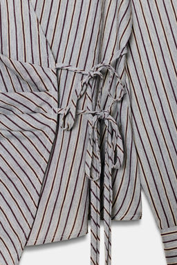 STRIPED WRAP SHIRT WITH BOW - Zara фото 9