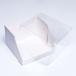 Кондитерская коробка с пластиковой крышкой, белая 20.5×20.5×14 см