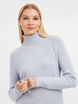 водолазка женская в голубом цвете в рубчик - Glenfield фото 3