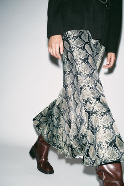 ANIMAL PRINT SATIN MIDI SKIRT - Zara фото 6