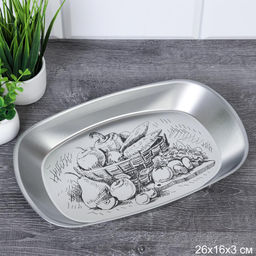 Тарелка глубокая овальная 26х16x3 см металл / DR-100 / уп 400 / 0.105