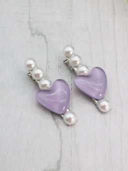 Набор заколок для волос GIRLY 2 шт. "Pearl heart", purple