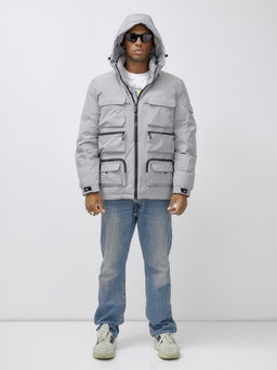 Куртка спортивная мужская зимняя с капюшоном светло-серого цвета 3222SS - Wonderrman фото 6
