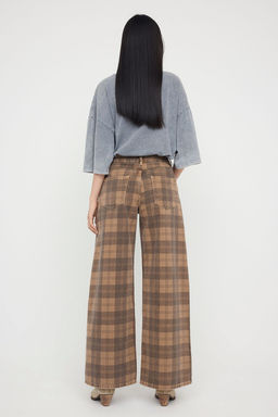 Teen Cok Renkli Normal Bel Ekose Desenli Wide Leg Jeans TWOAW26JE00024 - Trendyolmilla фото 5