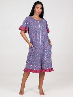 152 ЖЕНСКИЙ ХАЛАТ (Индиго/цветы) - А-дина фото 2