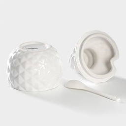 Банка для сыпучих с ложкой Доляна Ананас, 300 мл, 10?14.5 см, доломит, белая