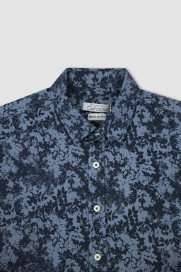 Хлопковая рубашка обычного кроя с короткими рукавами и рисунком - Defacto фото 6