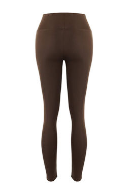 Cikolata Kahve Genis Bel Lastikli Ekstra Toparlay?c? Tam Boy Orme Spor Tayt TWOAW21TA0029