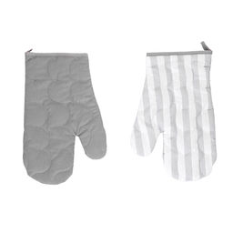 Прихватка стеганая Рукавичка 30*17, поплин, 100 % хлопок, Грей с серой полосой