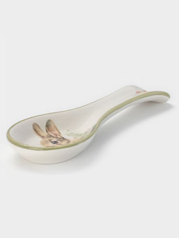 Подставка под ложку Доляна «Зайка», 22.3×7.1×2.7 см, доломит, белая, зелёная