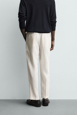 PANTAL?N REGULAR FIT 100% LINO / Blanco - Zara фото 3