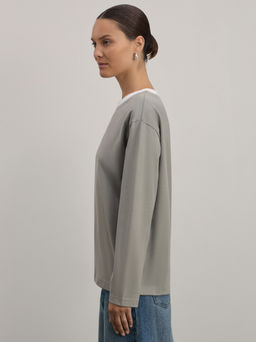 Базовый лонгслив из хлопка с принтом / Zarina  фото 4