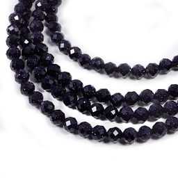 Бусы из камня Синий авантюрин алмазная огранка 4мм 38см удача, победа, везение, богатство