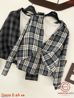 Рубашка женская в клетку с топиком