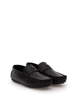 Siyah Kau_uk Taban %100 Deri Loafer Ayakkab_