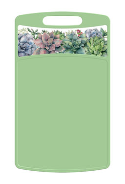 Цена за 2 шт. Доска разделочная "Бергамо" прямоугольная 260x155x3,5мм с декором (зеленый) 222132418/08