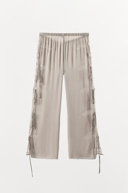 PANTAL?N SATINADO ENCAJE ABERTURAS / Gris - Zara фото 5