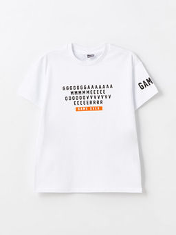 Bisiklet Yaka Bask?l? K?sa Kollu Erkek ?ocuk Ti??rt