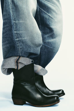 LEATHER COWBOY ANKLE BOOTS - Zara фото 3