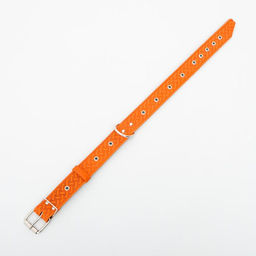 Ошейник кожаный тисненый на фетре, безразмерный, 64 х 3,5 см, ОШ 31-60 см, рыжий - Пижон фото 3