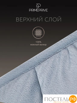 Одеяло утяжеленное PRIME PRIVE ЛУНД велюр / иск.мех/стекл.гранулы, сер  фото 6