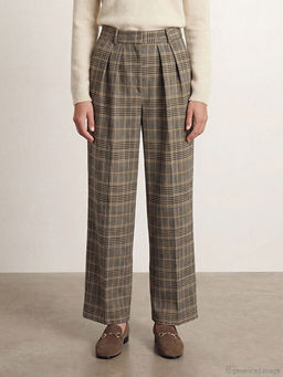 Standart Fit Ekose Kad?n Kuma? Pantolon