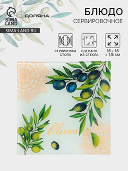 Блюдо сервировочное Доляна «Олива», 16×16×1.5 см, стекло