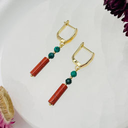 Серьги из кирпичной Яшмы и Хризоколлы