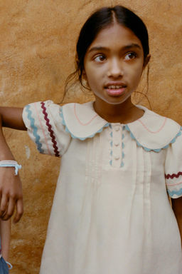 VESTIDO CON LINO ONDULINA CONTRASTES / Crudo - Zara фото 3