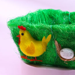 Пасхальная декоративная корзинка Травка 16х18х8 см - Simaland фото 2