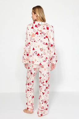 Kad?n Mini Me/Anne K?z Cok Renkli Kalpli Biyeli Viskon Dokuma Pijama Tak?m? THMAW24PT00091 - Trendyolmilla фото 9