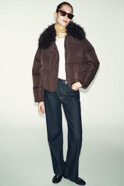 QUILTED BOMBER JACKET WITH FAUX FUR LAPEL - Zara фото 11