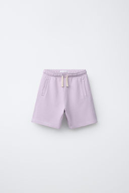 BERMUDA FELPA GARMENT DYE LOGO / Lila claro