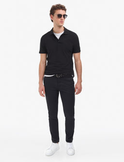 Siyah Regular Fit %100 Pamuk K_vr_lmaz Polo Yaka Basic Ti__rt